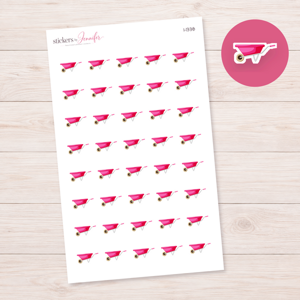 Hot Pink Wheelbarrow Planner Stickers | I-1338