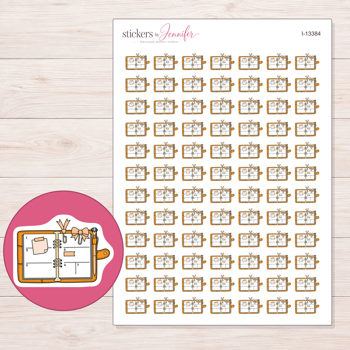I-13384 planner sticker sheet with enlarged sticker detail