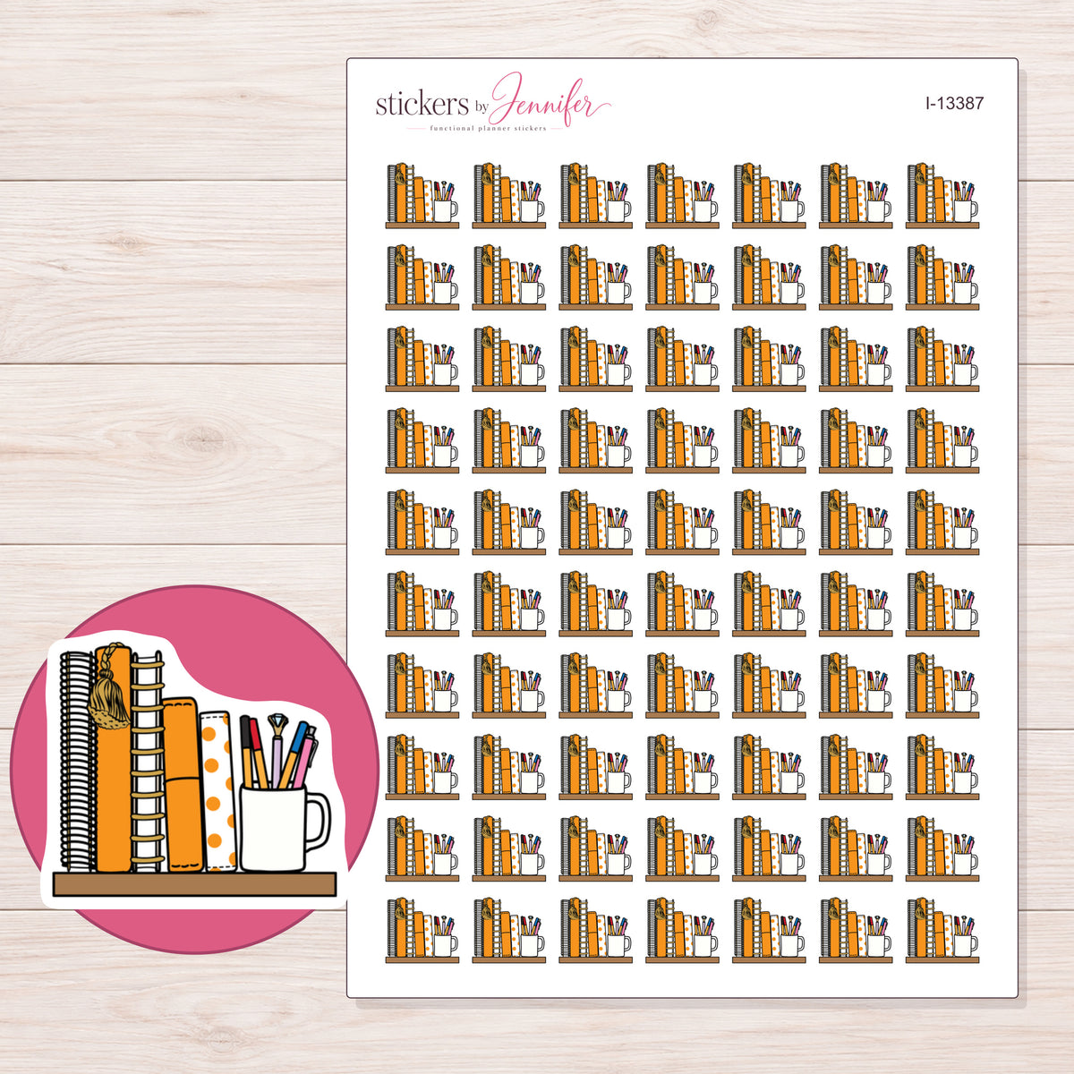I-13387 planner sticker sheet with enlarged sticker detail