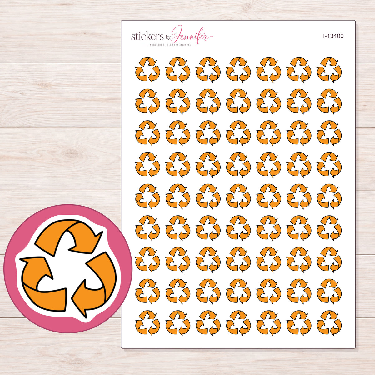 I-13400 planner sticker sheet with enlarged sticker detail