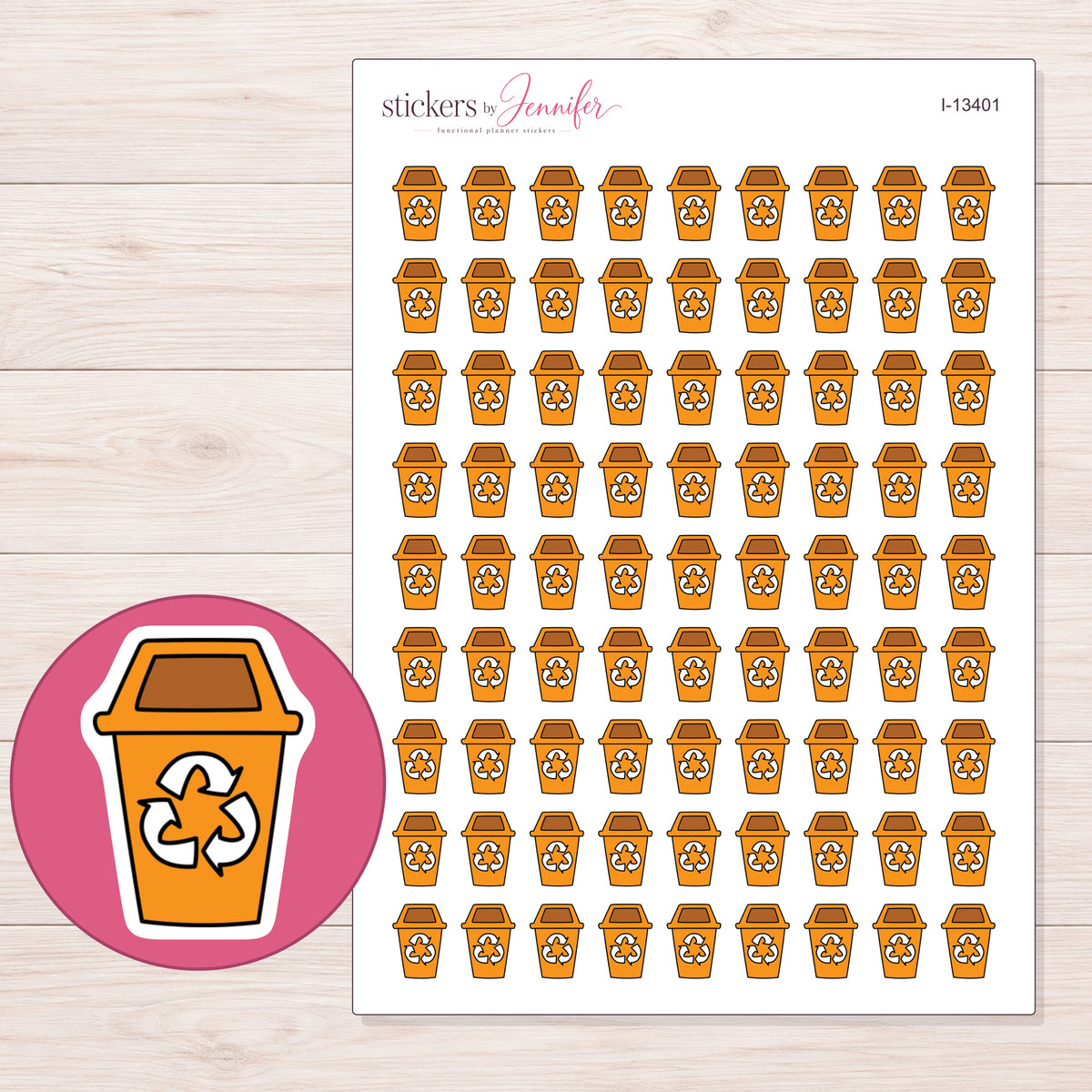 I-13401 planner sticker sheet with enlarged sticker detail
