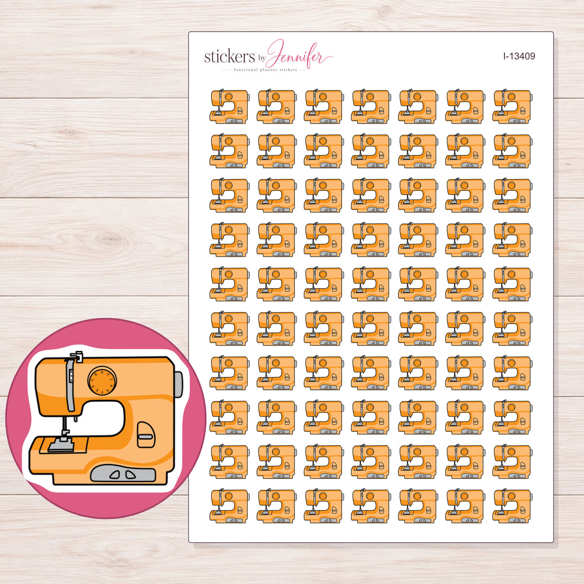 I-13409 planner sticker sheet with enlarged sticker detail