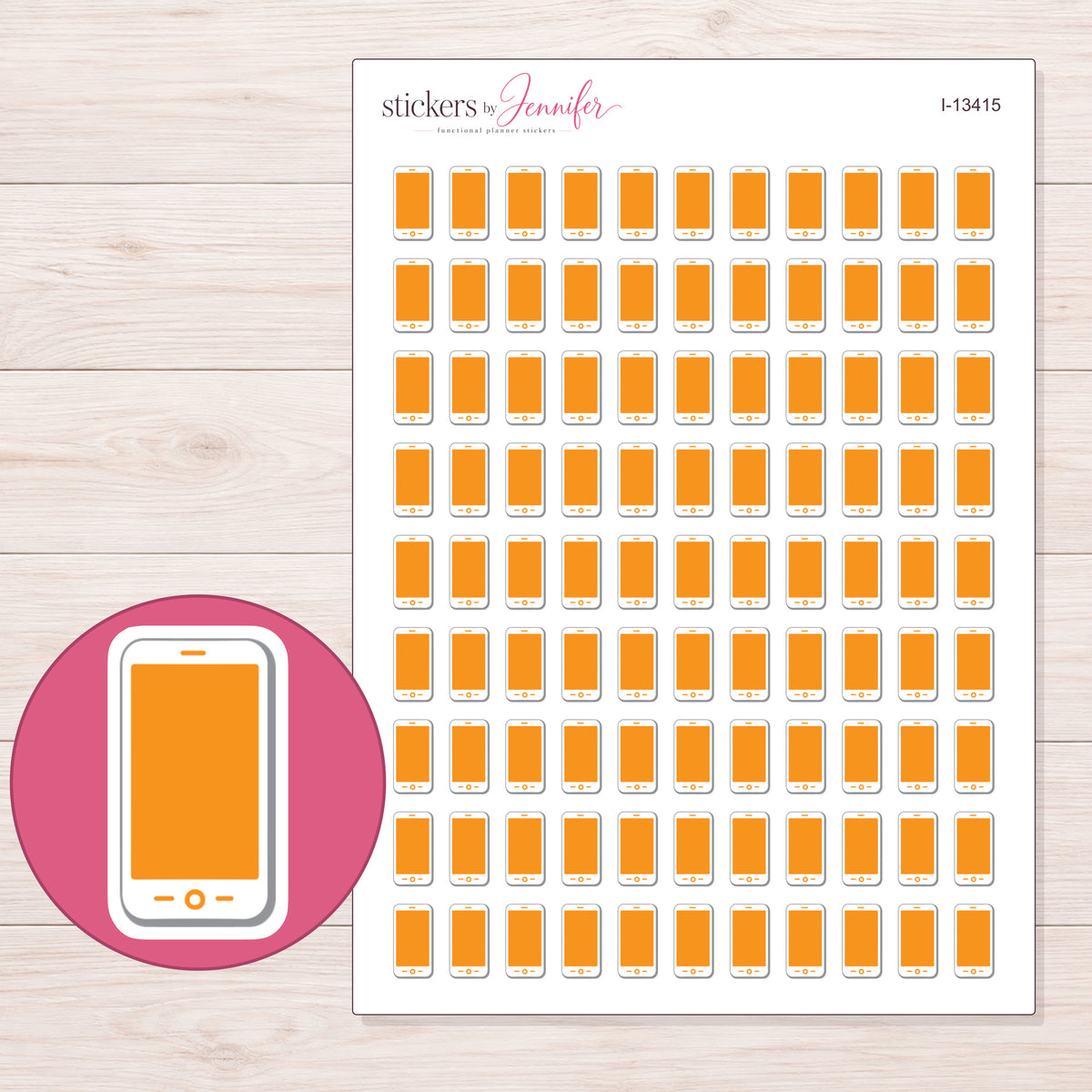 I-13415 planner sticker sheet with enlarged sticker detail