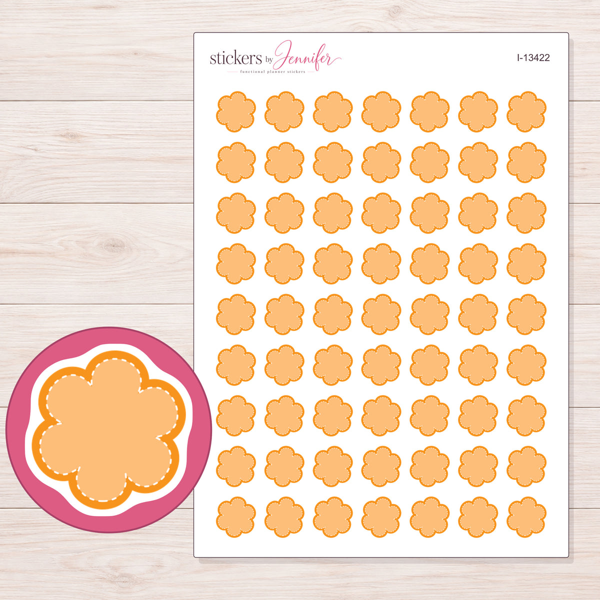 I-13422 planner sticker sheet with enlarged sticker detail