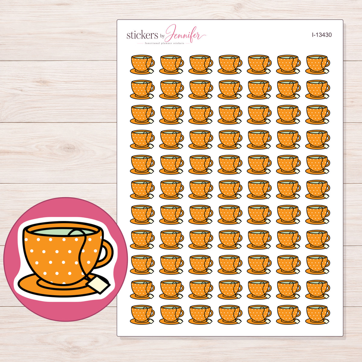 I-13430 planner sticker sheet with enlarged sticker detail