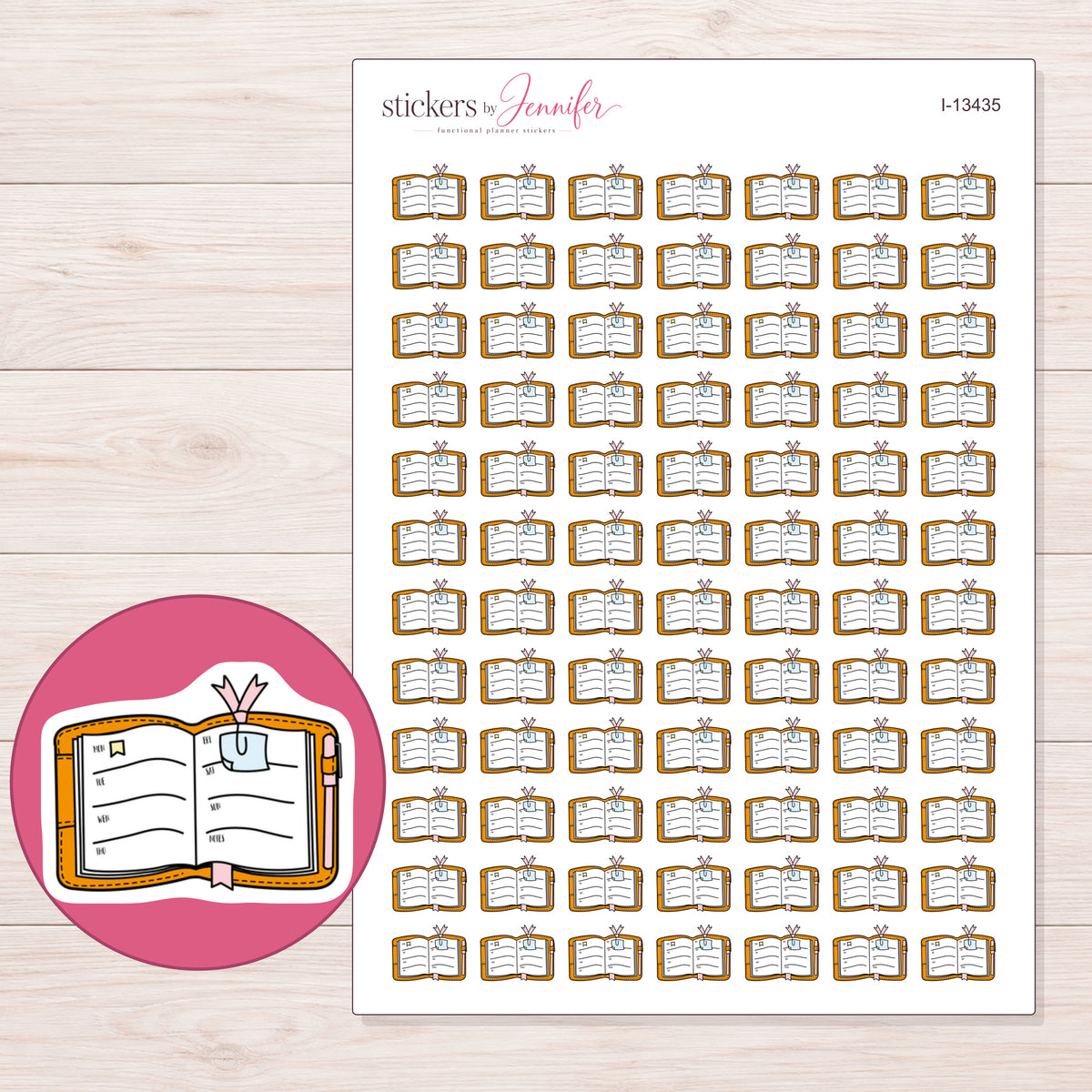 I-13435 planner sticker sheet with enlarged sticker detail
