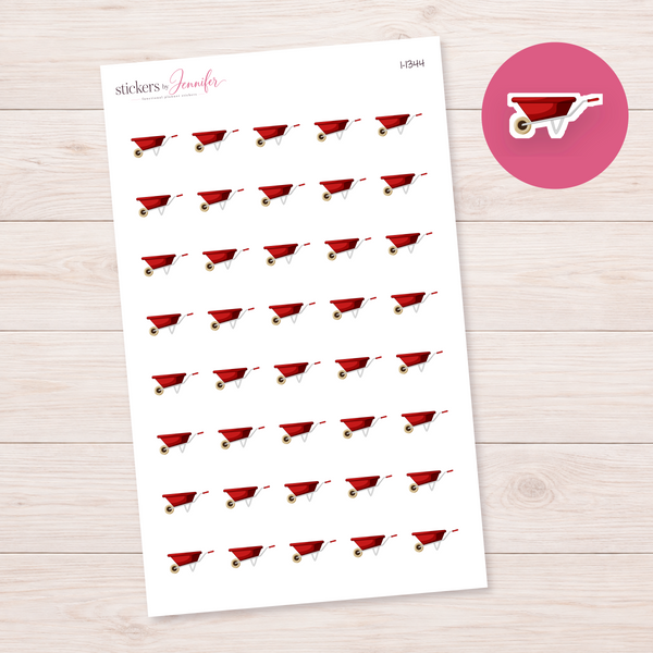 Deep Red Wheelbarrow Planner Stickers | I-1344