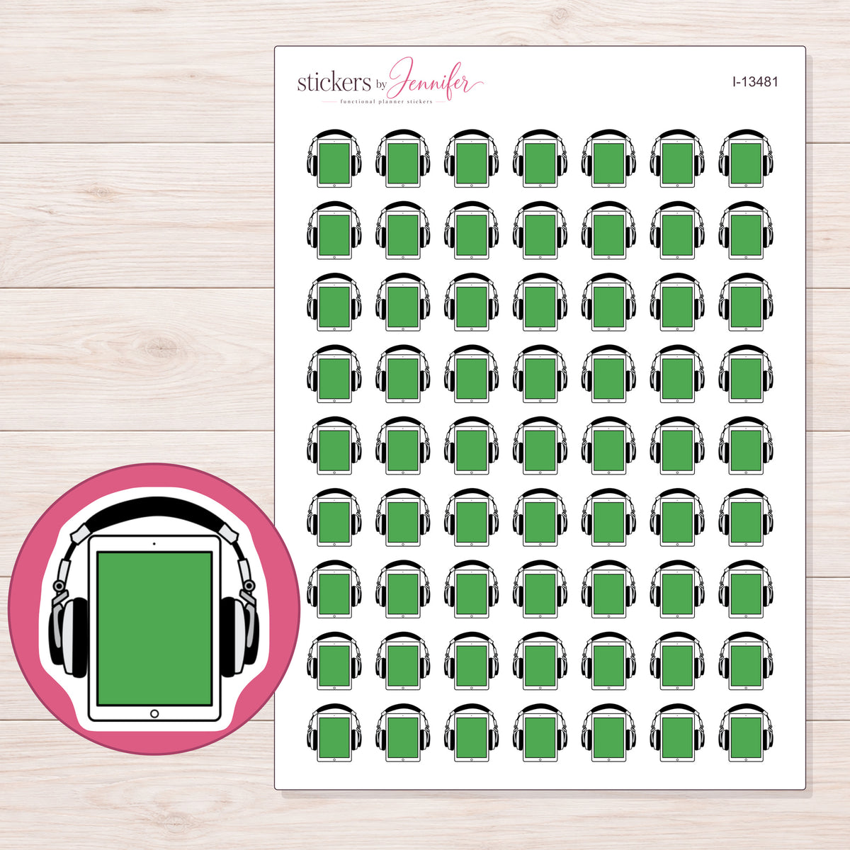 I-13481 planner sticker sheet with enlarged sticker detail