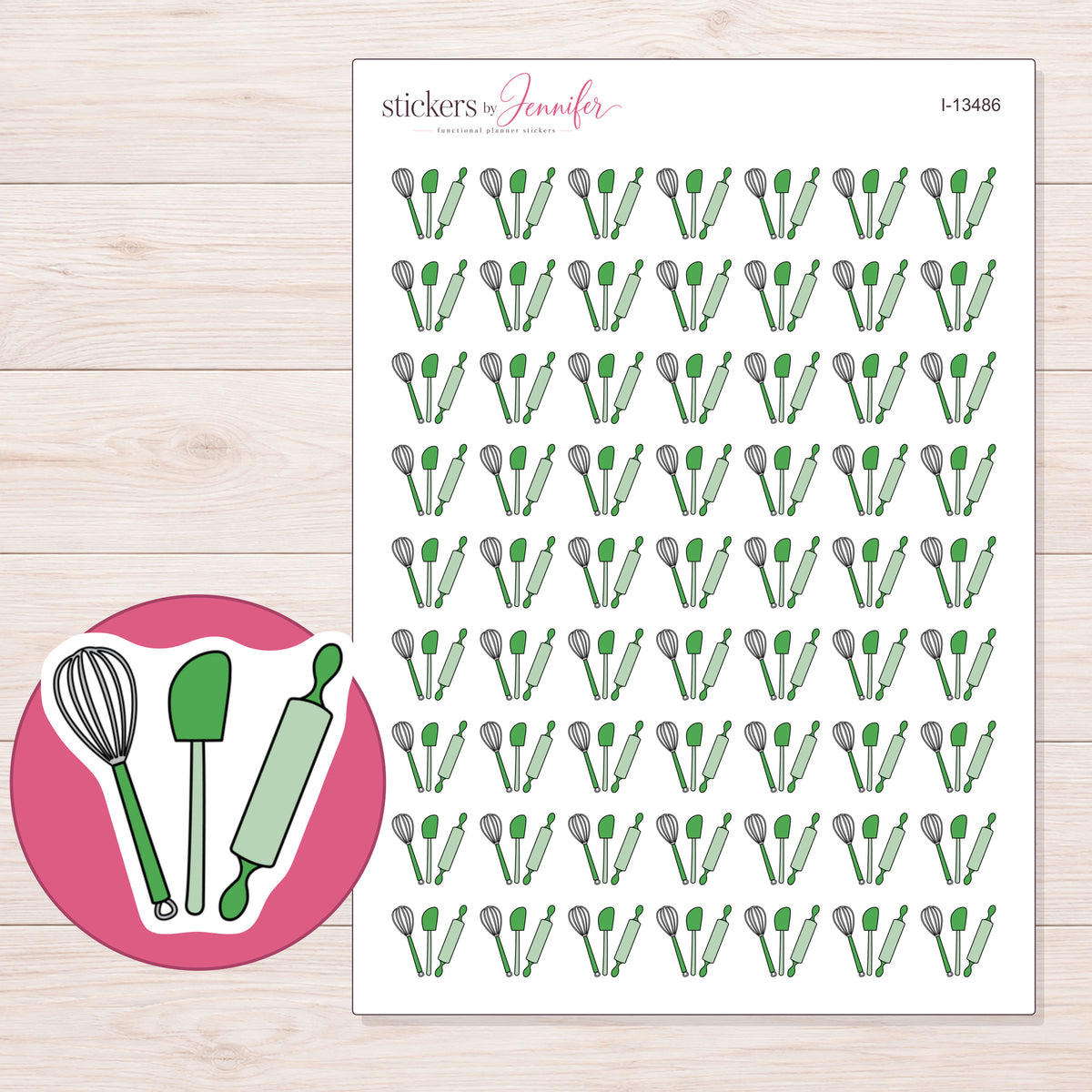 I-13486 planner sticker sheet with enlarged sticker detail