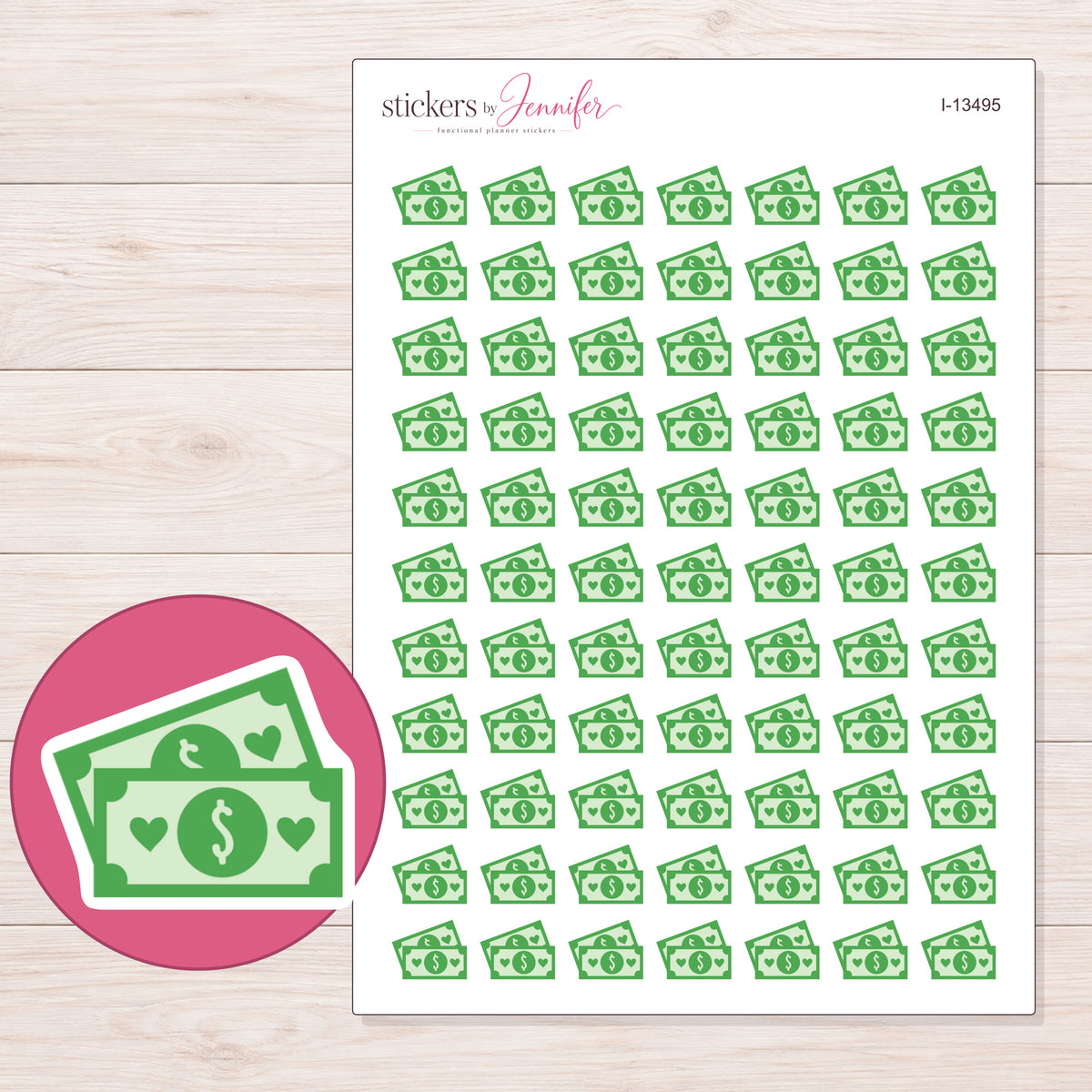 I-13495 planner sticker sheet with enlarged sticker detail