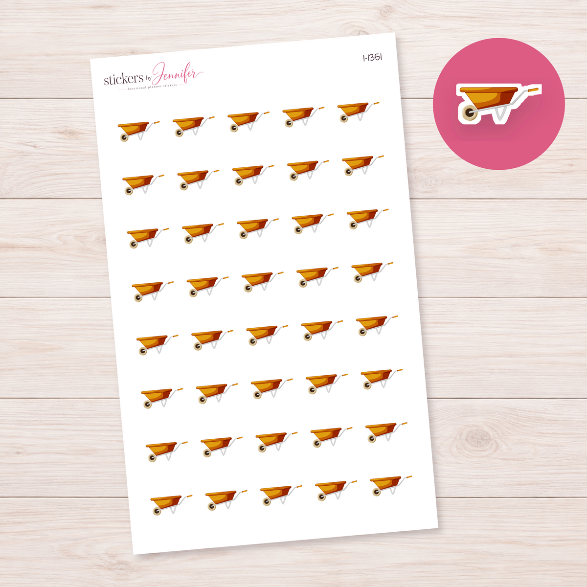 Golden Orange Wheelbarrow Planner Stickers | I-1351