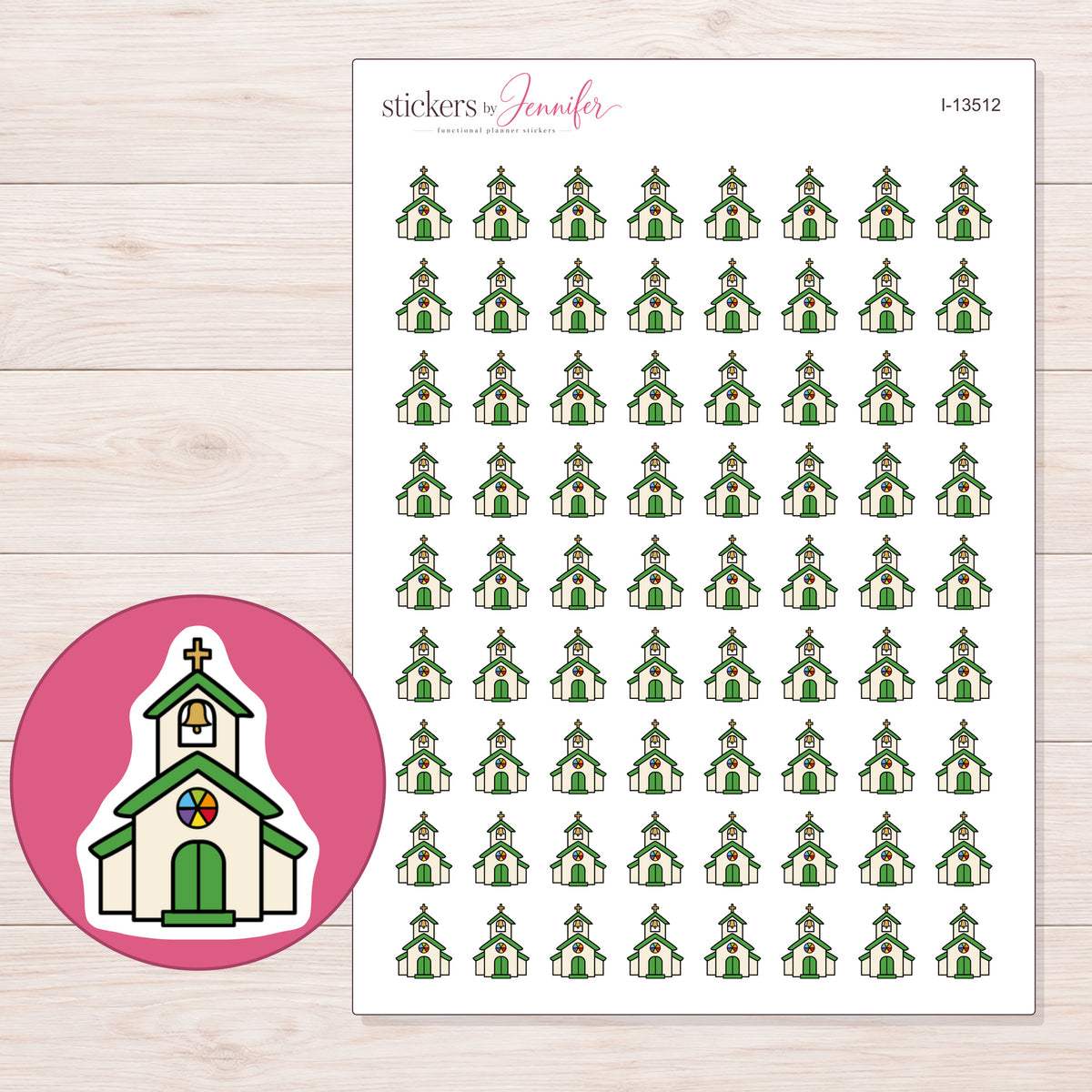 I-13512 planner sticker sheet with enlarged sticker detail