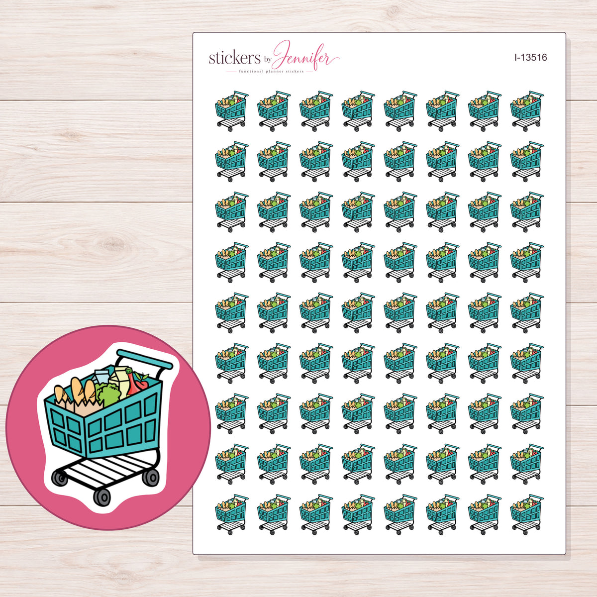 I-13516 planner sticker sheet with enlarged sticker detail