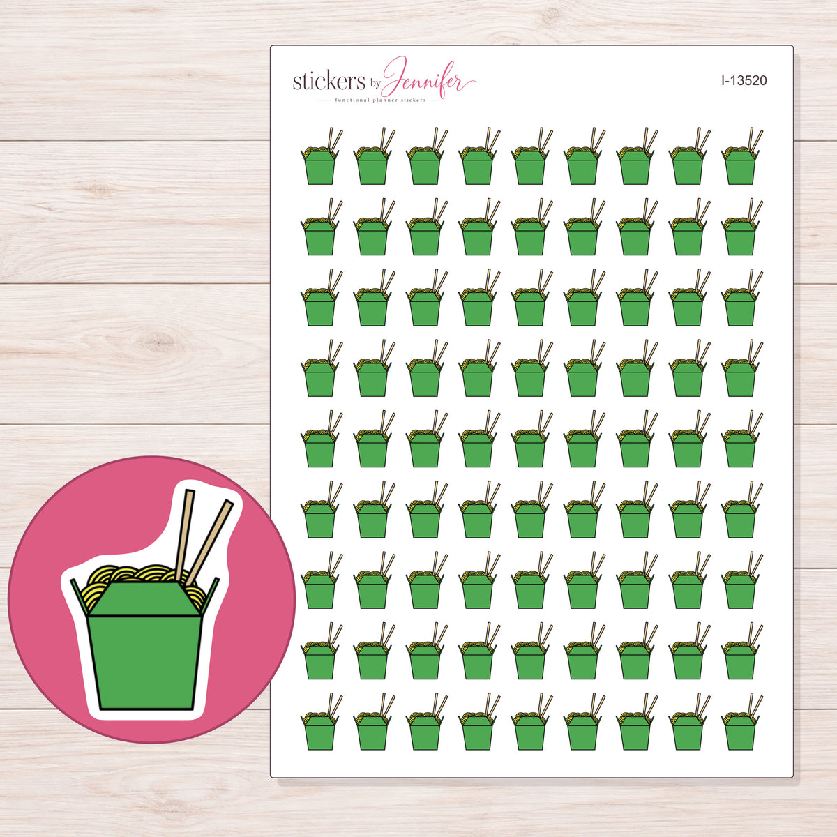 I-13520 planner sticker sheet with enlarged sticker detail