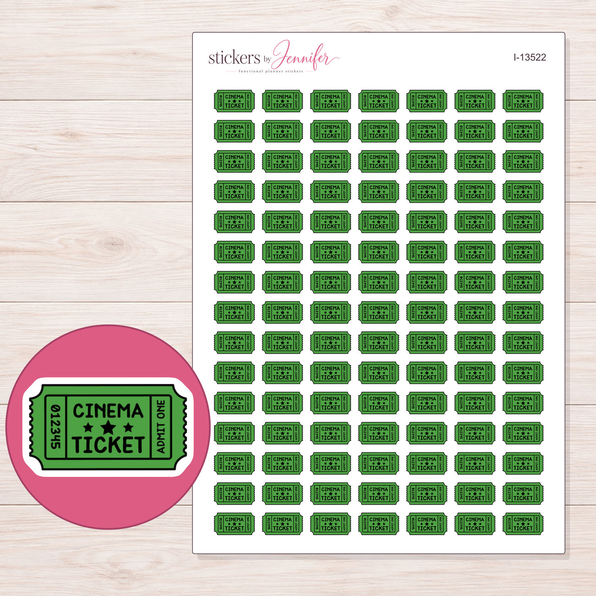 I-13522 planner sticker sheet with enlarged sticker detail