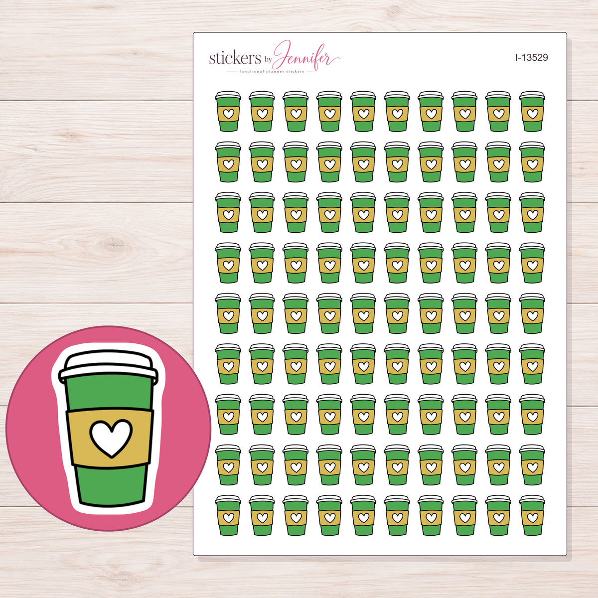 I-13529 planner sticker sheet with enlarged sticker detail