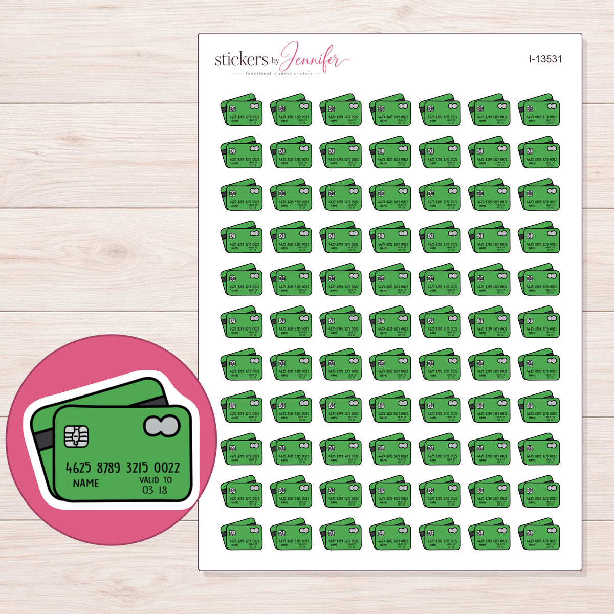 I-13531 planner sticker sheet with enlarged sticker detail