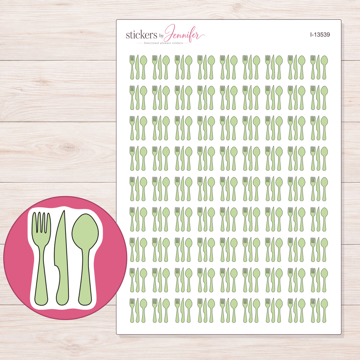 I-13539 planner sticker sheet with enlarged sticker detail