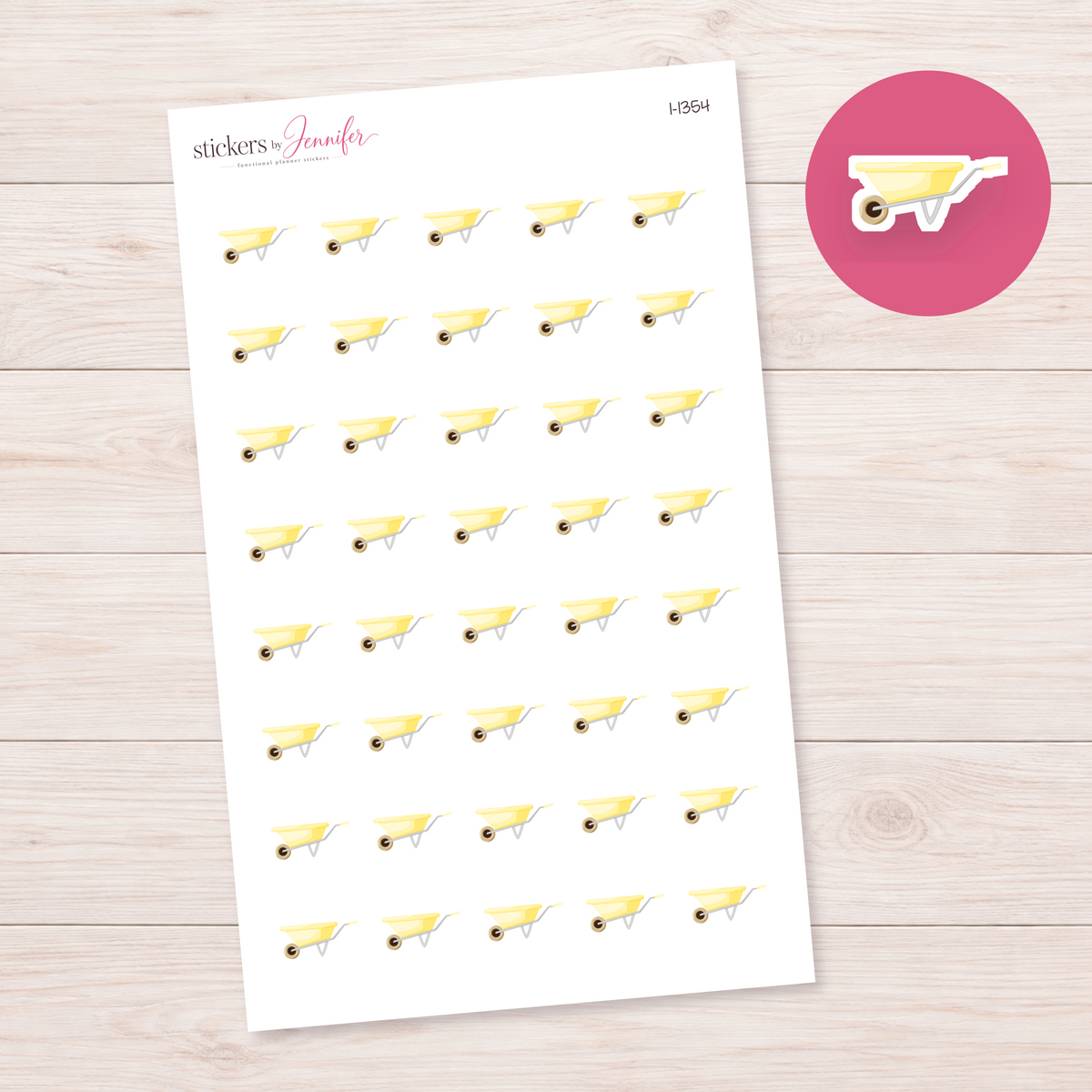 Yellow Wheelbarrow Planner Stickers | I-1354