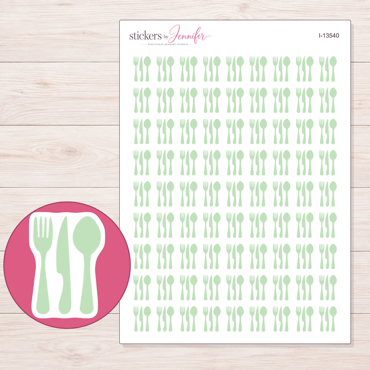 I-13540 planner sticker sheet with enlarged sticker detail