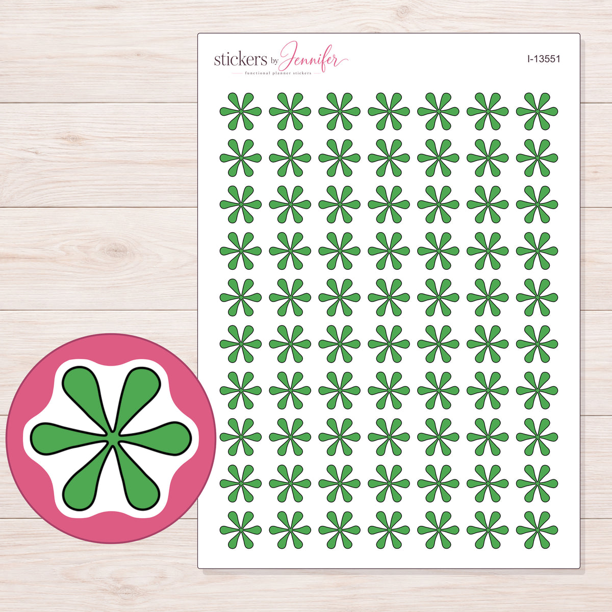 I-13551 planner sticker sheet with enlarged sticker detail