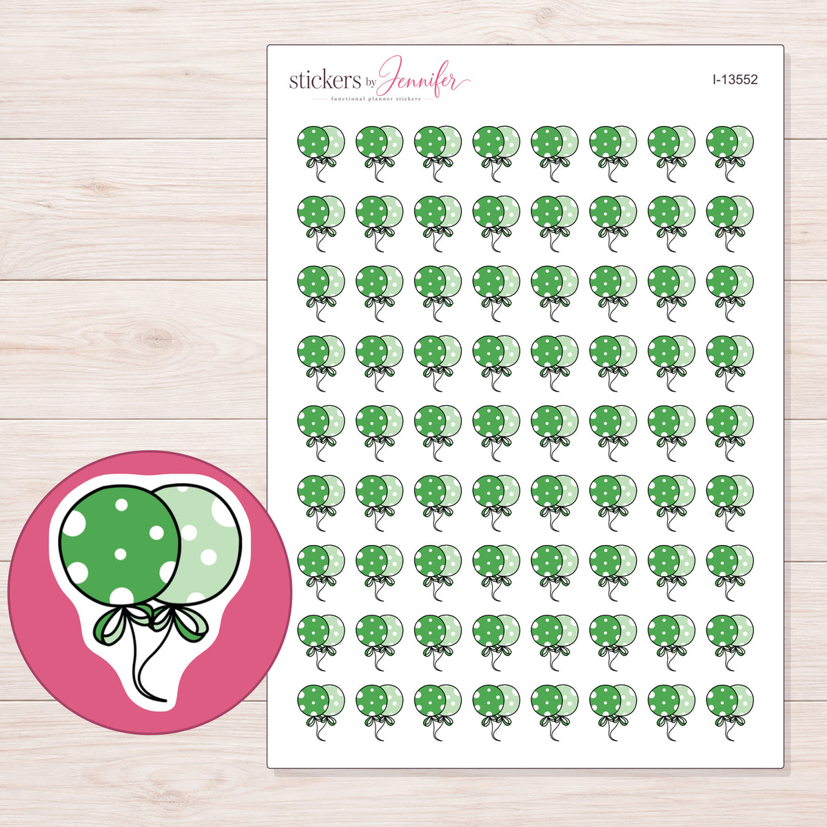 I-13552 planner sticker sheet with enlarged sticker detail