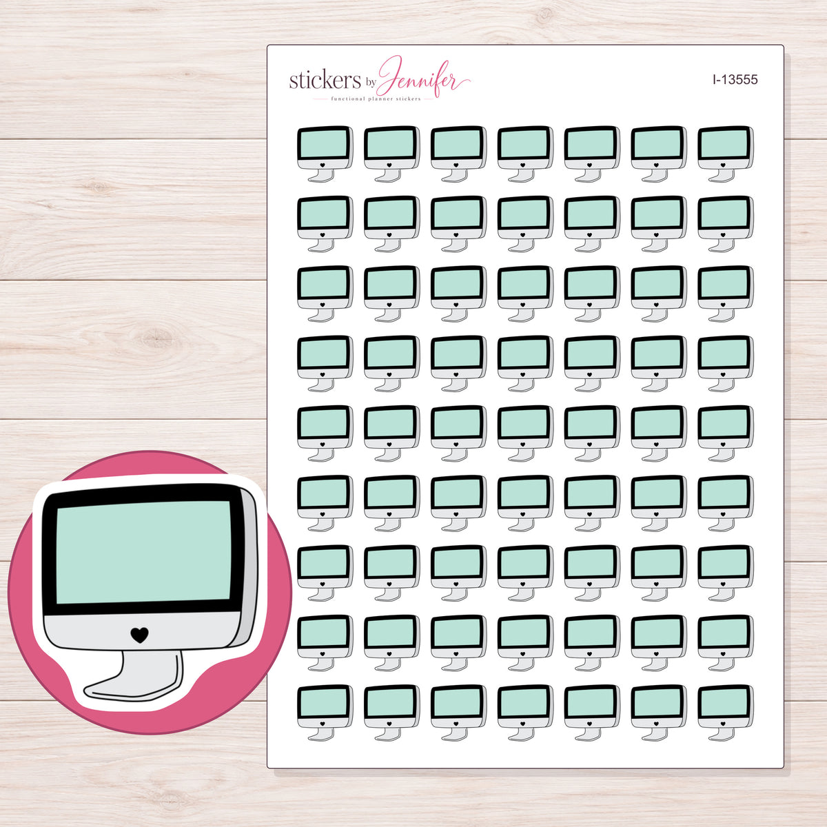 I-13555 planner sticker sheet with enlarged sticker detail