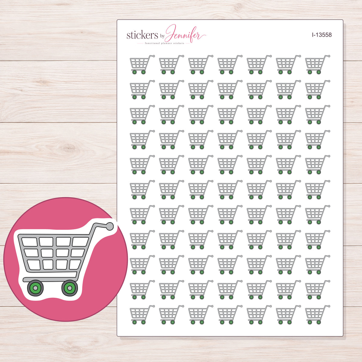 I-13558 planner sticker sheet with enlarged sticker detail