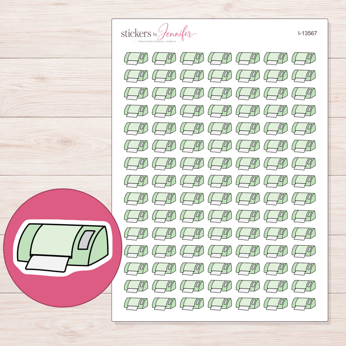 I-13567 planner sticker sheet with enlarged sticker detail