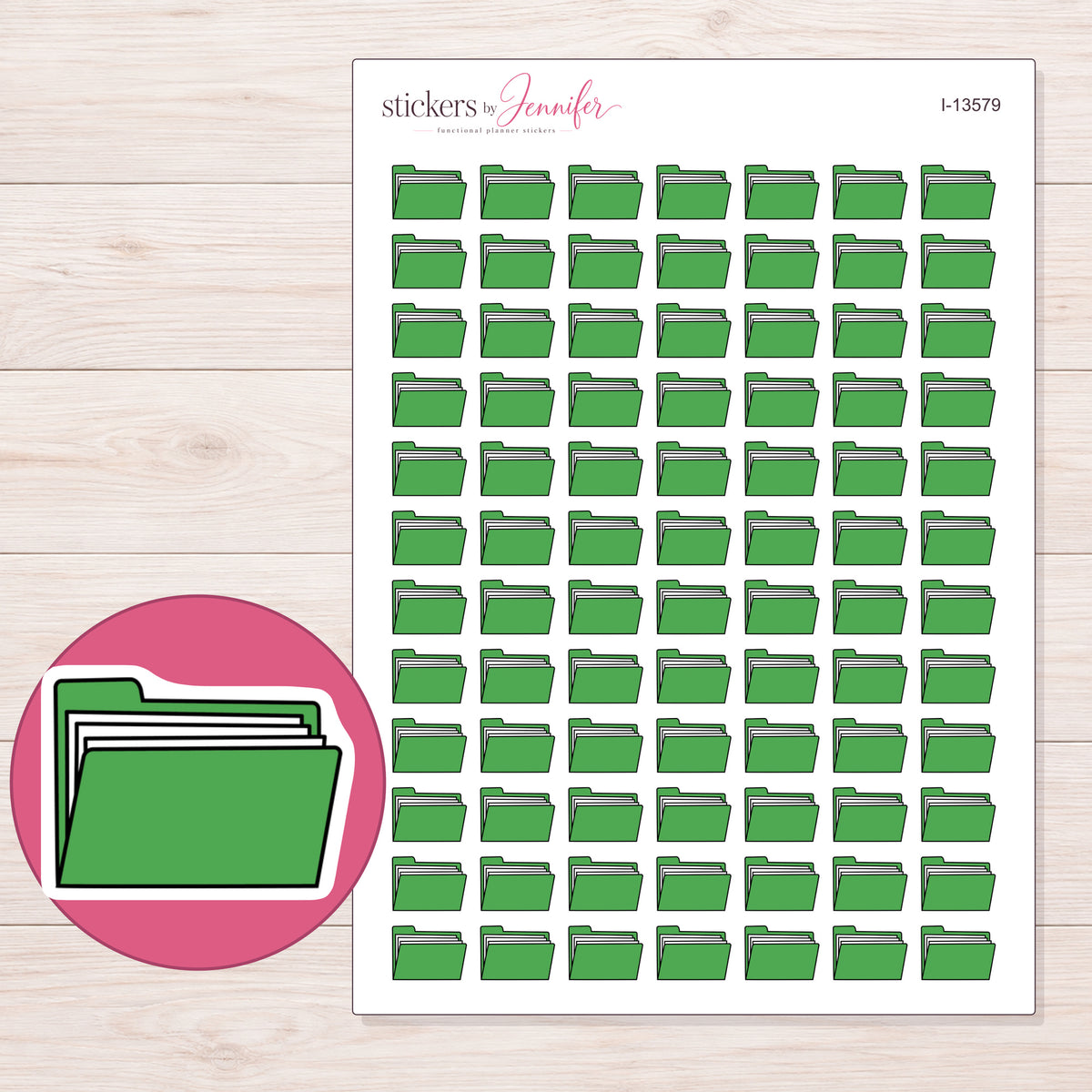 I-13579 planner sticker sheet with enlarged sticker detail