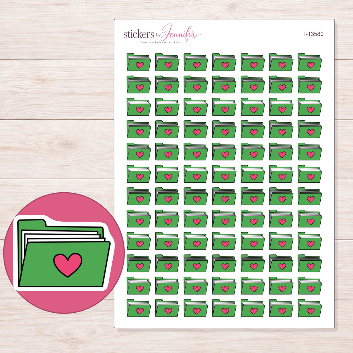 I-13580 planner sticker sheet with enlarged sticker detail