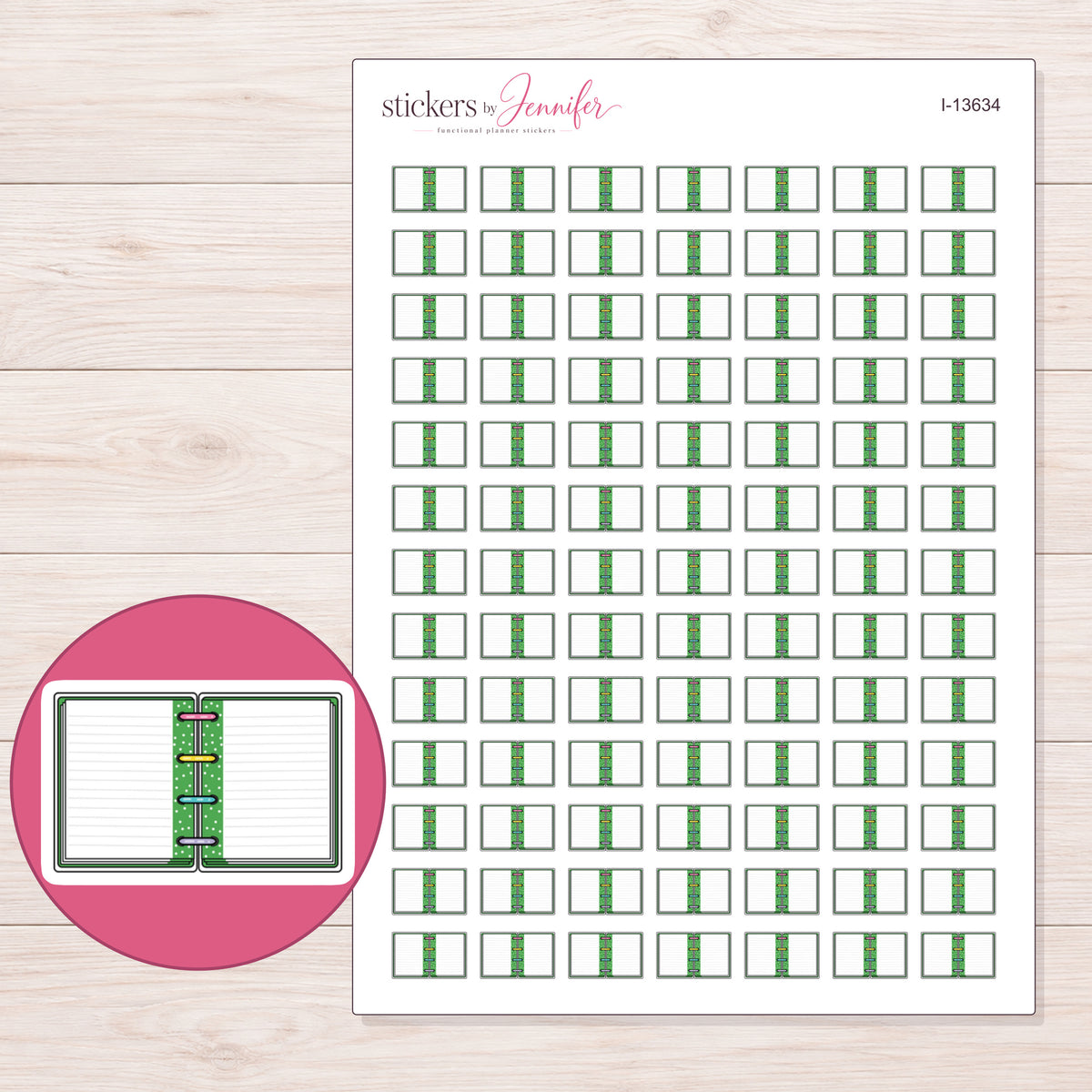 I-13634 planner sticker sheet with enlarged sticker detail