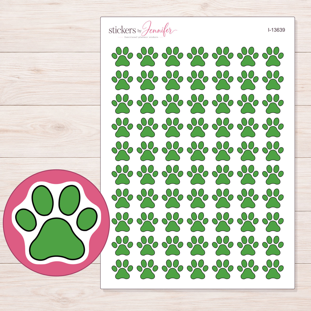 I-13639 planner sticker sheet with enlarged sticker detail