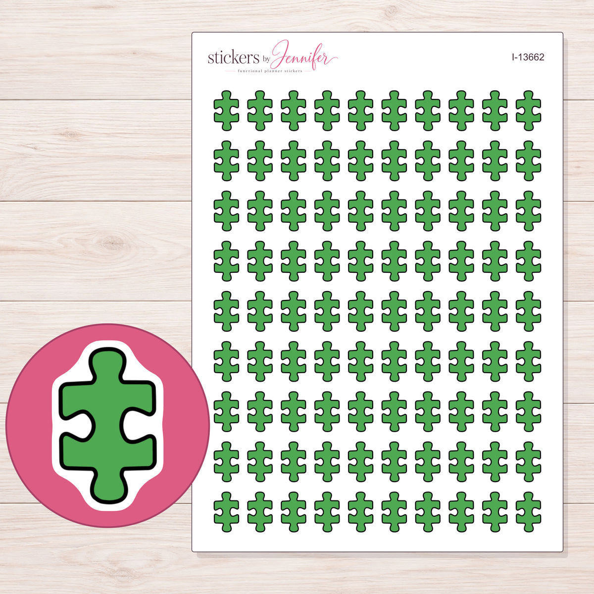 I-13662 planner sticker sheet with enlarged sticker detail