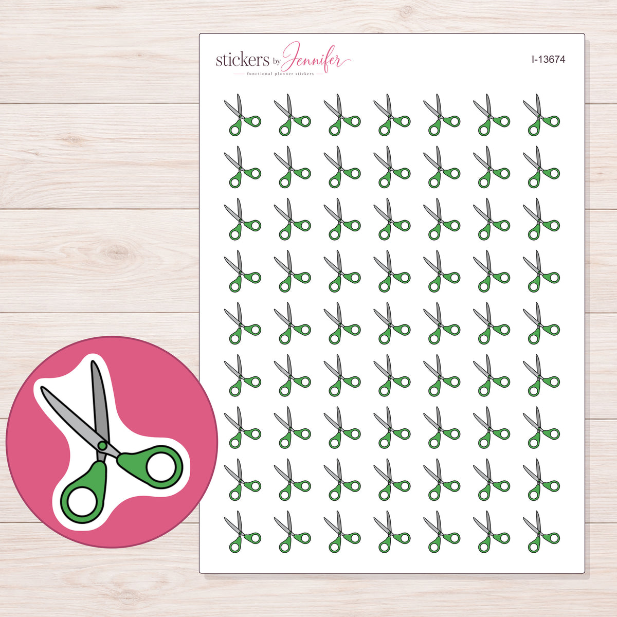 I-13674 planner sticker sheet with enlarged sticker detail