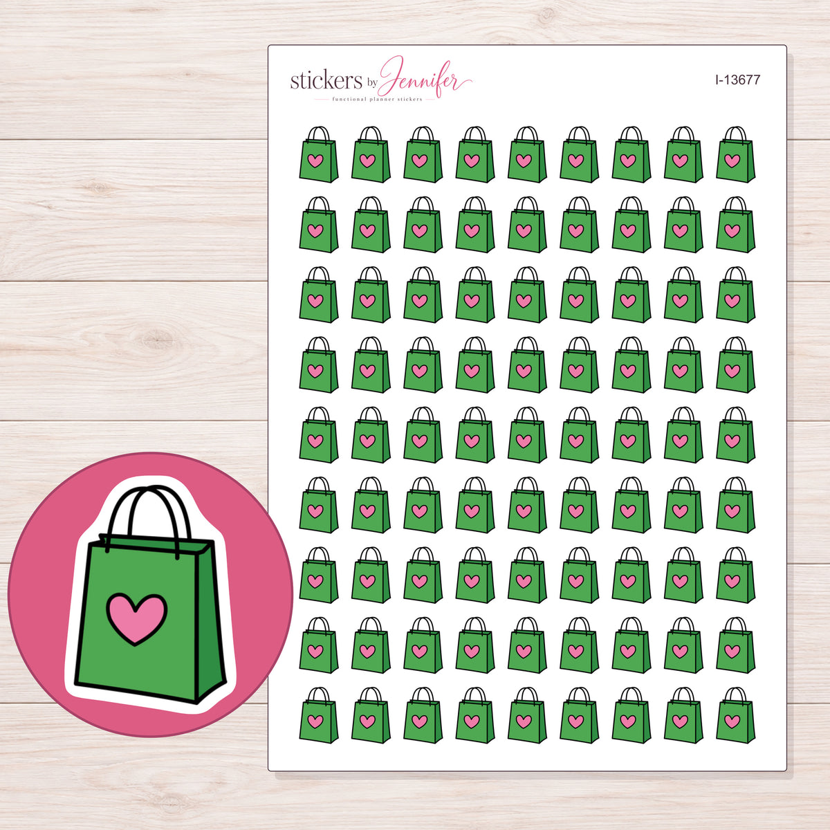 I-13677 planner sticker sheet with enlarged sticker detail
