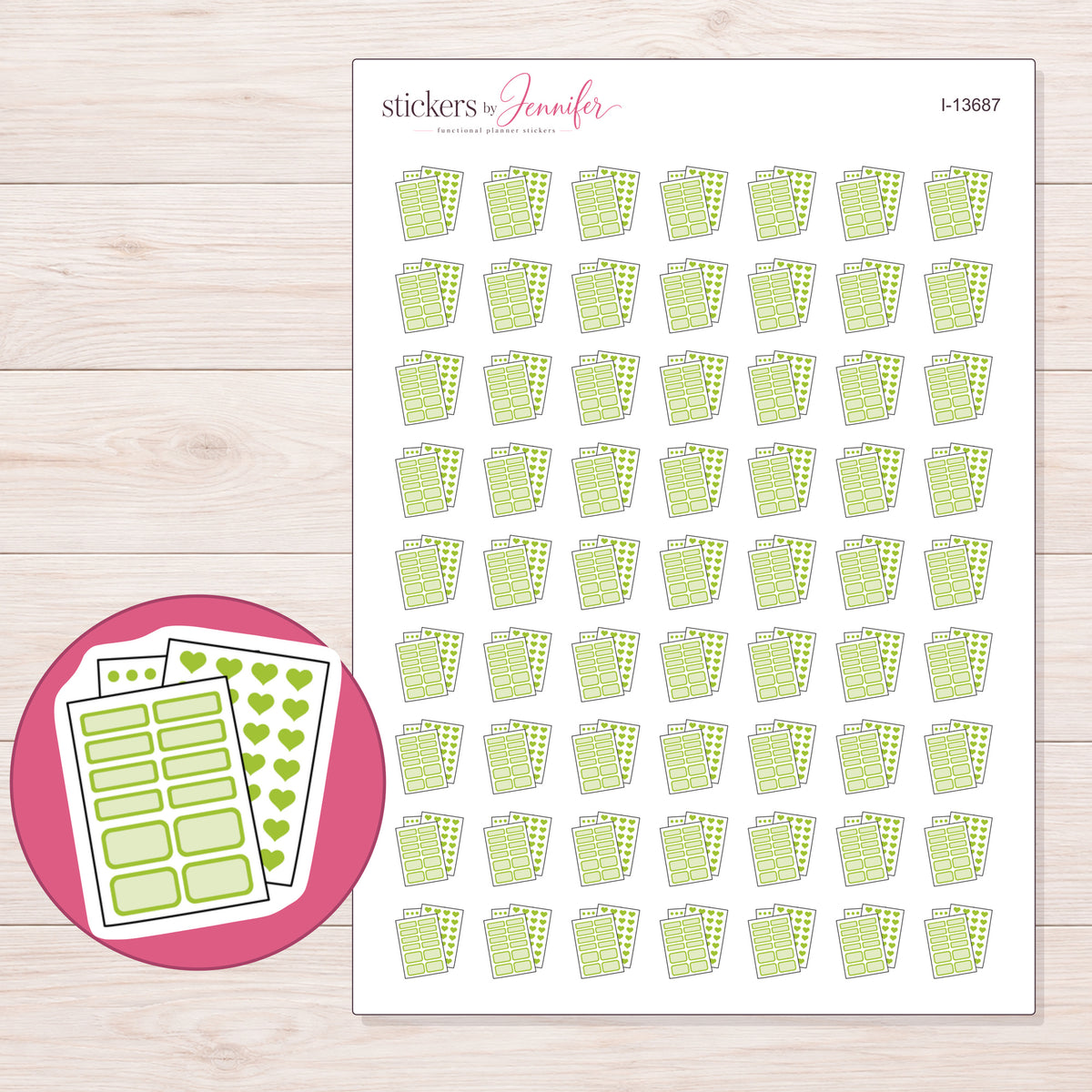 I-13687 planner sticker sheet with enlarged sticker detail