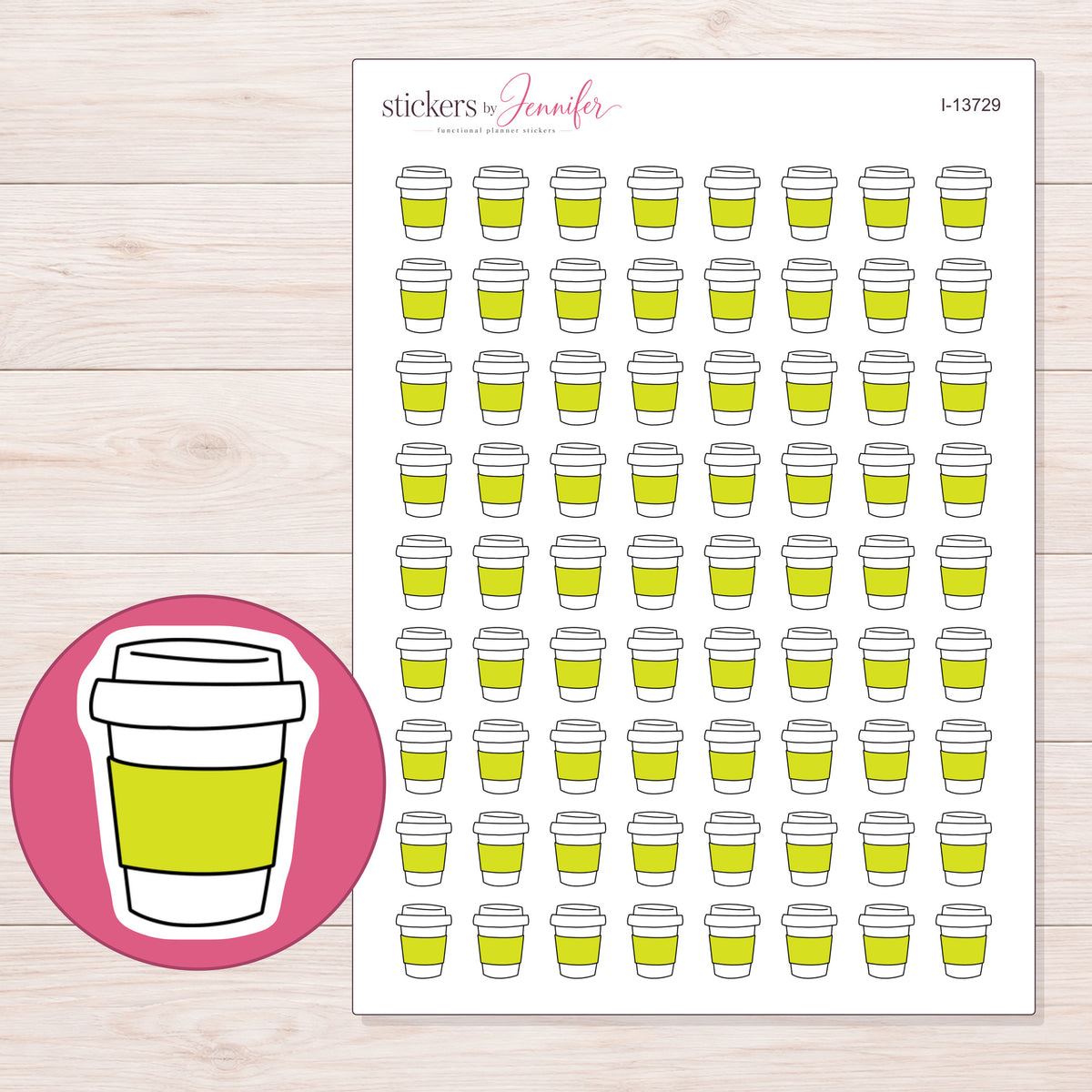 I-13729 planner sticker sheet with enlarged sticker detail