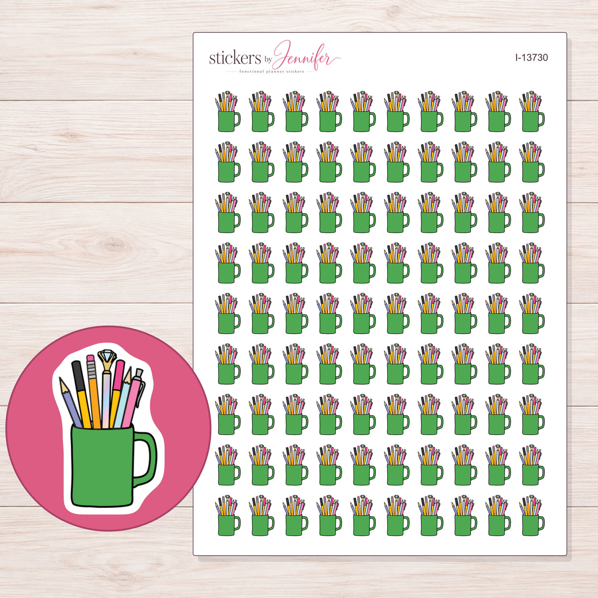 I-13730 planner sticker sheet with enlarged sticker detail