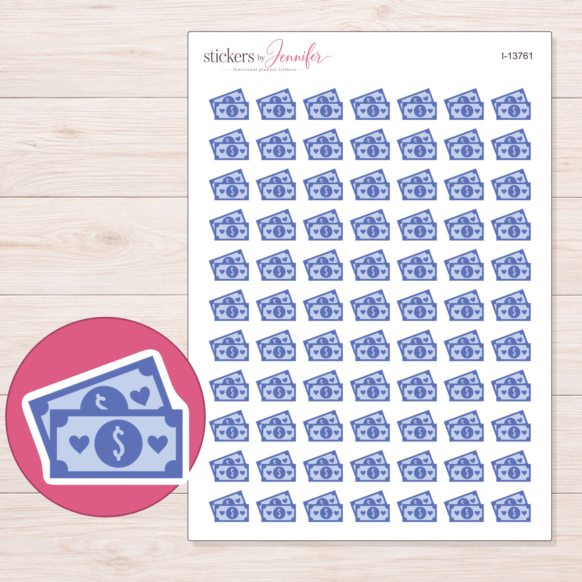 I-13761 planner sticker sheet with enlarged sticker detail