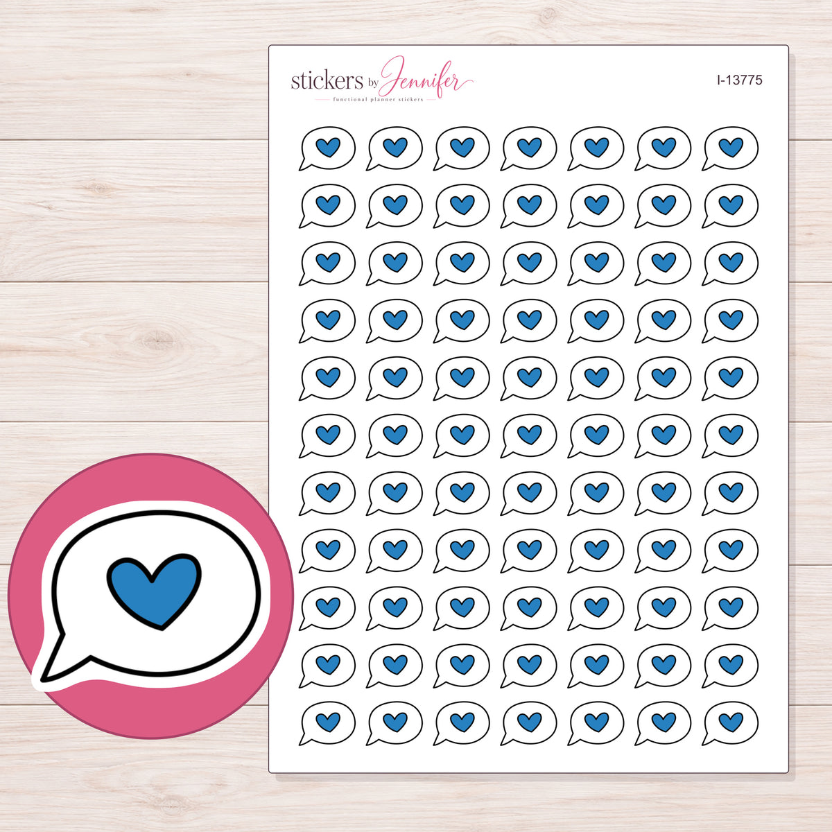 I-13775 planner sticker sheet with enlarged sticker detail
