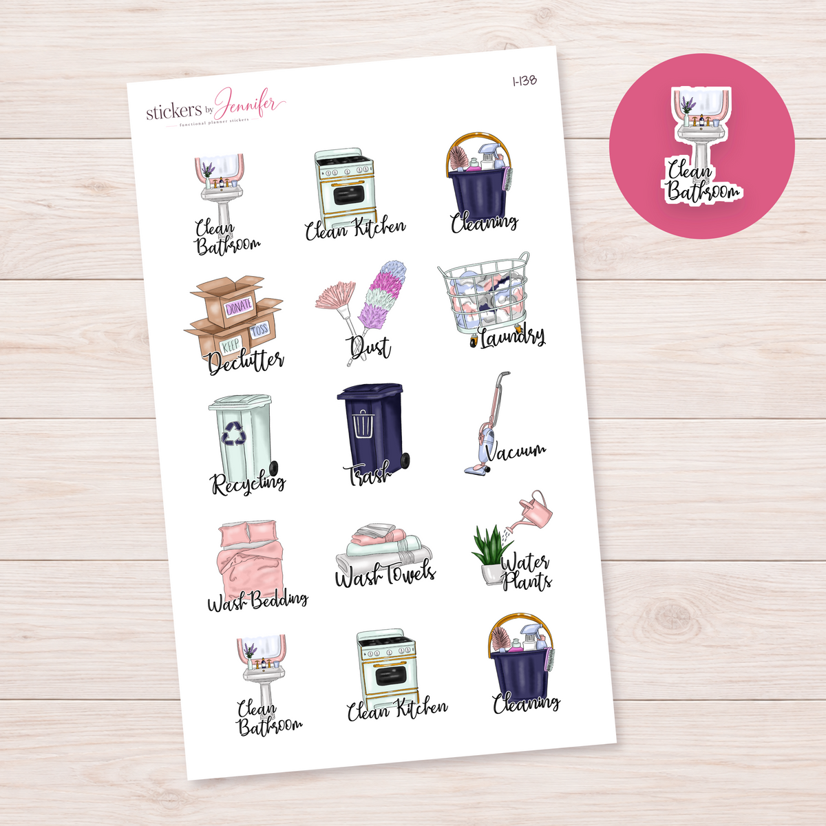 Clean Bathroom Script Planner Stickers | I-138