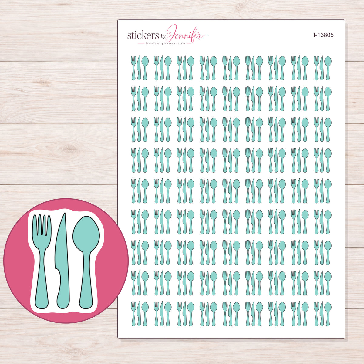 I-13805 planner sticker sheet with enlarged sticker detail