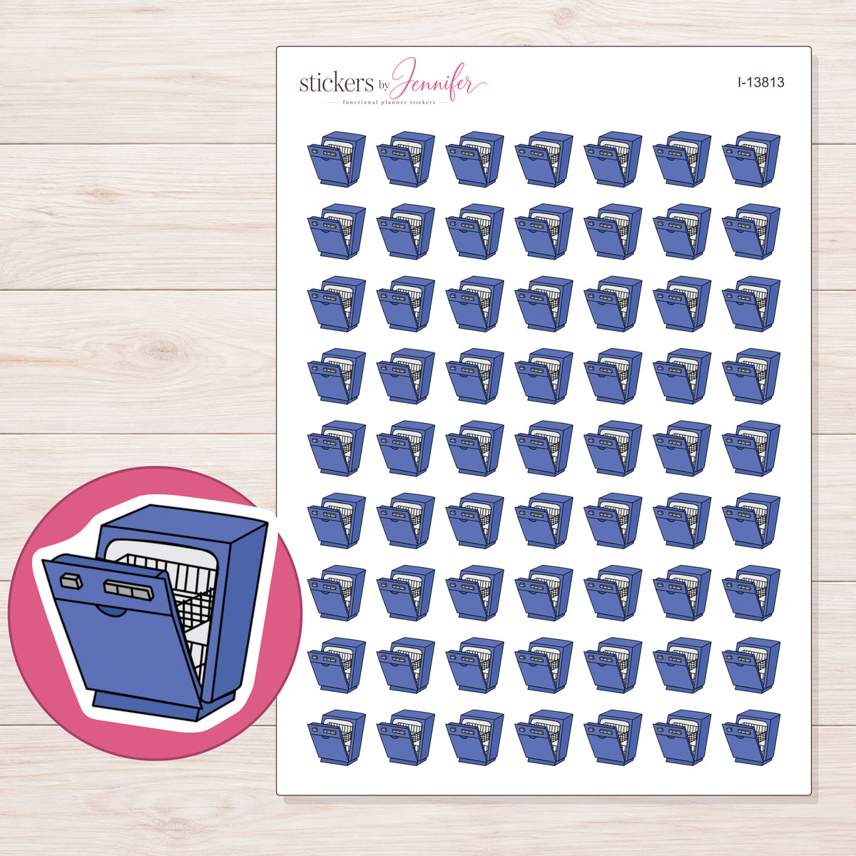 I-13813 planner sticker sheet with enlarged sticker detail