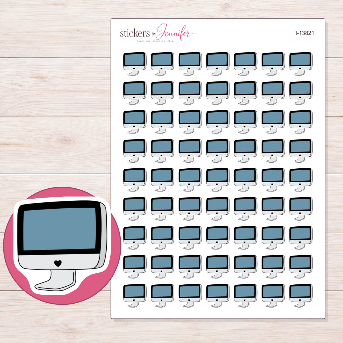 I-13821 planner sticker sheet with enlarged sticker detail