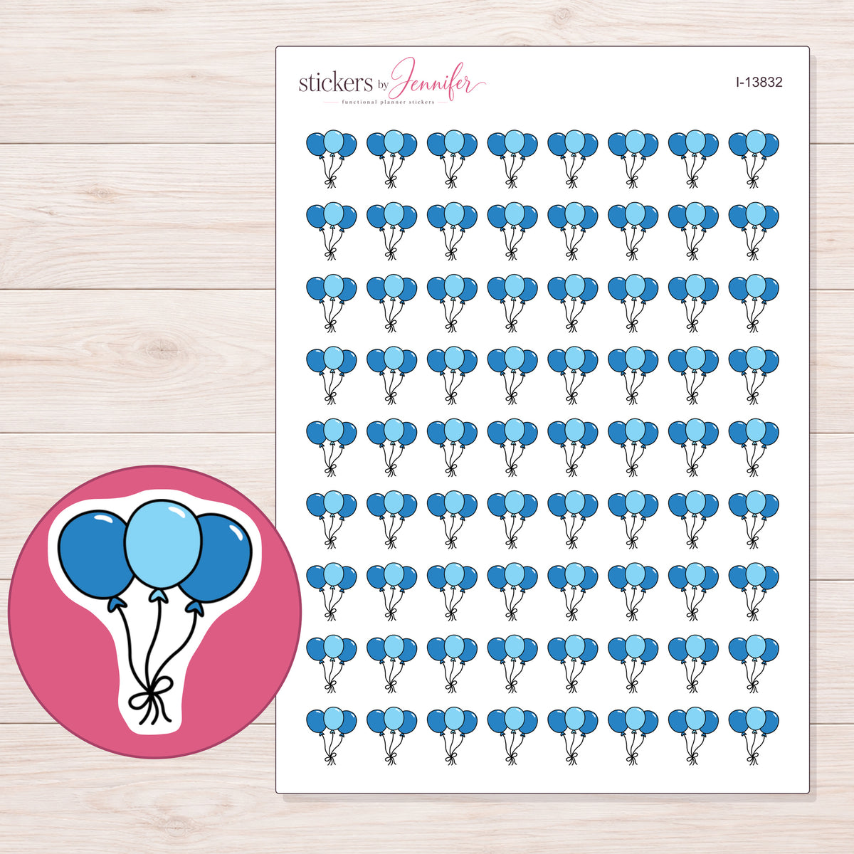 I-13832 planner sticker sheet with enlarged sticker detail