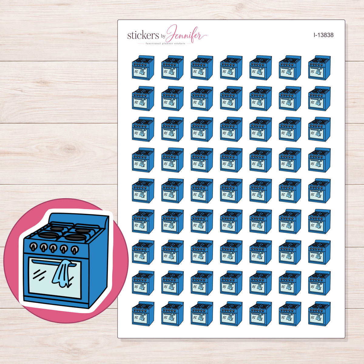 I-13838 planner sticker sheet with enlarged sticker detail