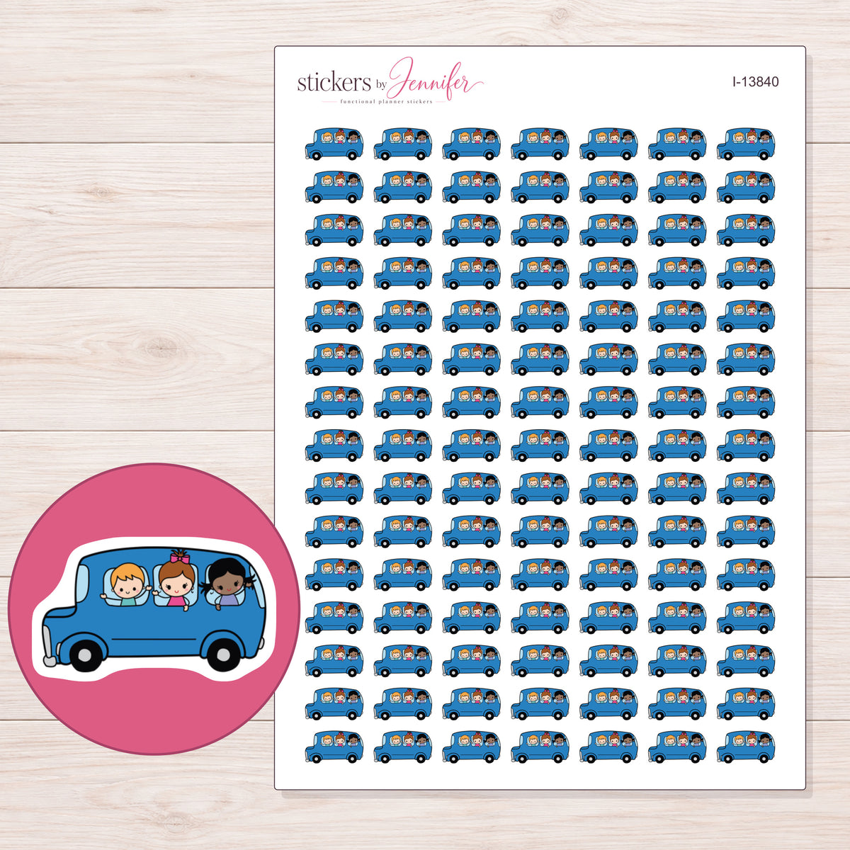 I-13840 planner sticker sheet with enlarged sticker detail