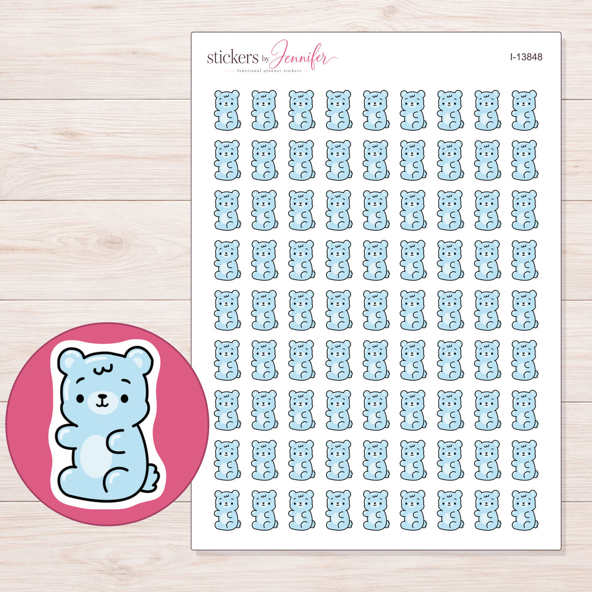 I-13848 planner sticker sheet with enlarged sticker detail