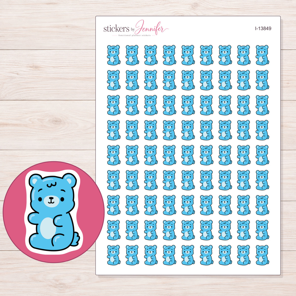 I-13849 planner sticker sheet with enlarged sticker detail